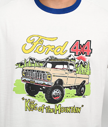 Brixton Ford King of the Mountains ringer t-shirt in white, additional product view