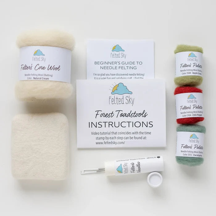 Forest Toadstools Mini Needle Felting Kit