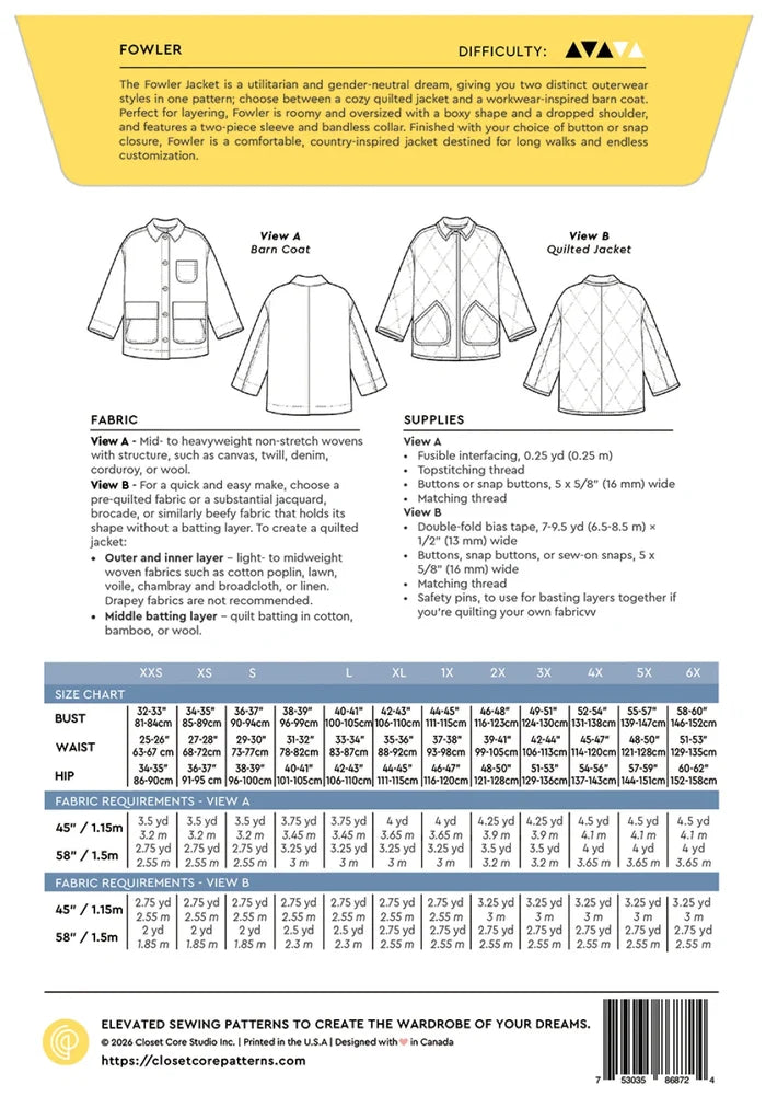 Fowler Barn Coat + Quilted Jacket