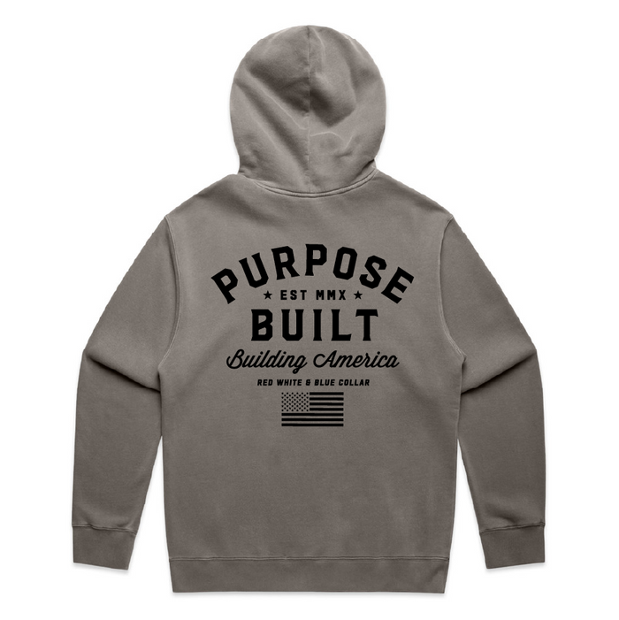 Purpose-Built Freedom heavyweight hoodie in faded grey