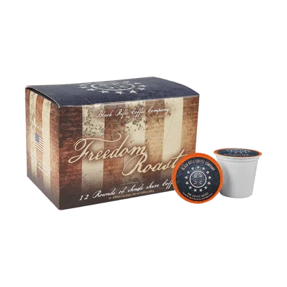 Black Rifle Coffee Freedom Roast rounds, alternate packaging view