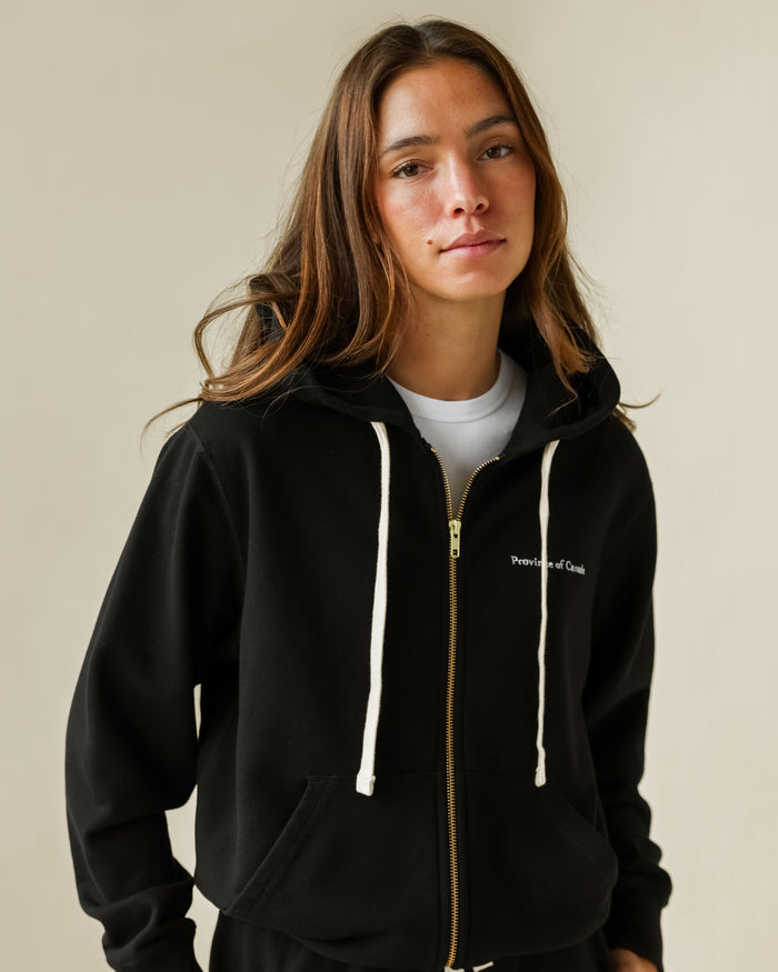 Made in Canada 100% Cotton French Terry Zip Hoodie Black - Unisex - Province of Canada