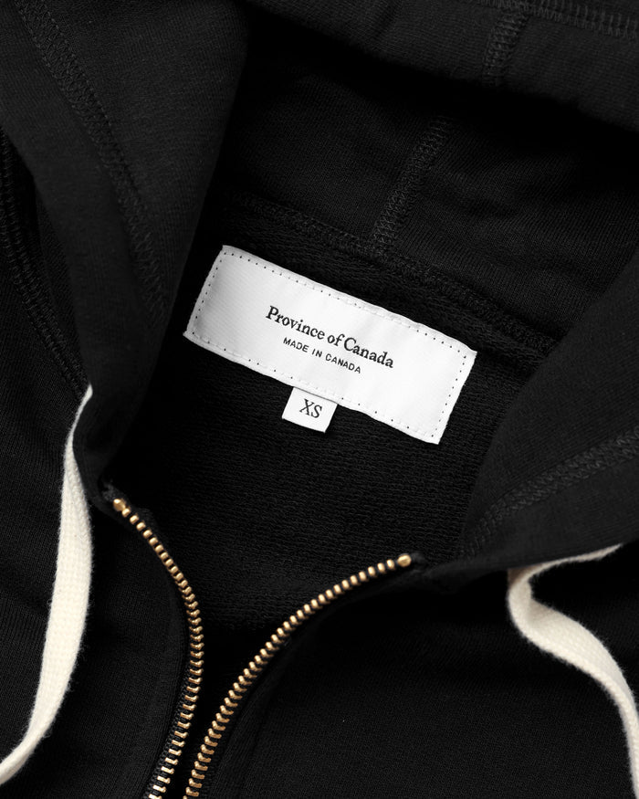 Made in Canada 100% Cotton French Terry Zip Hoodie Black - Unisex - Province of Canada
