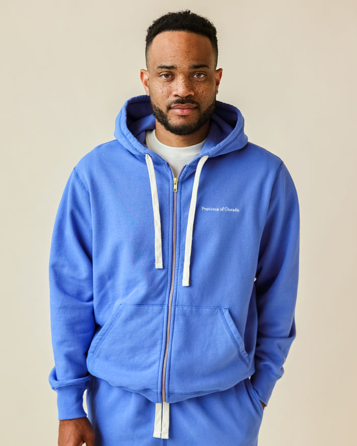 Made in Canada 100% Cotton French Terry Zip Hoodie Cerulean Blue - Unisex - Province of Canada