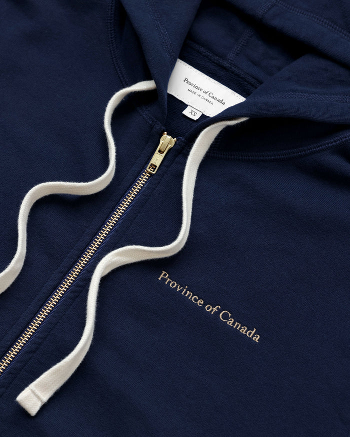 Made in Canada 100% Cotton French Terry Zip Hoodie Navy Blue - Unisex - Province of Canada
