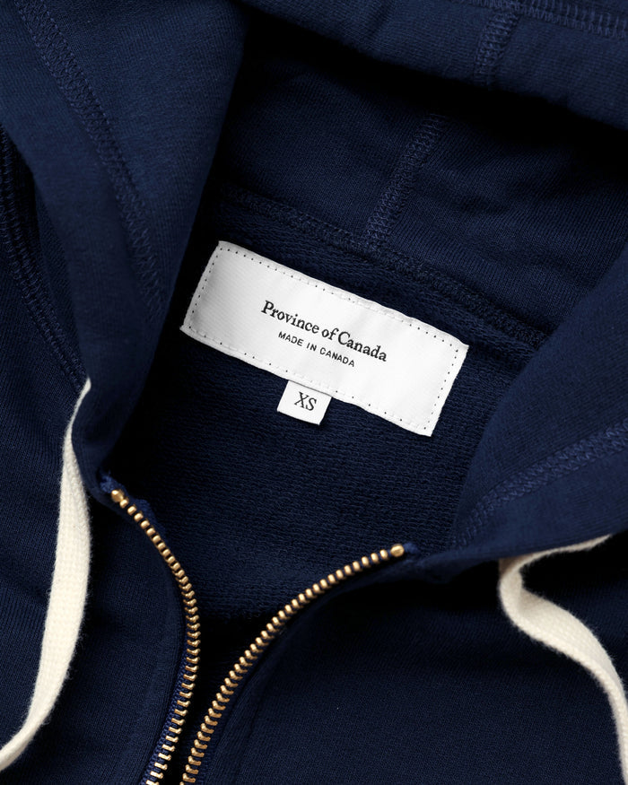Made in Canada 100% Cotton French Terry Zip Hoodie Navy Blue - Unisex - Province of Canada