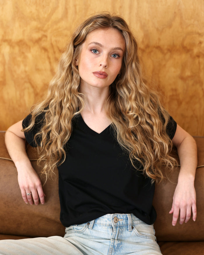Made in Canada Friday V-Neck Tee Black 100% Organic Cotton - Province of Canada