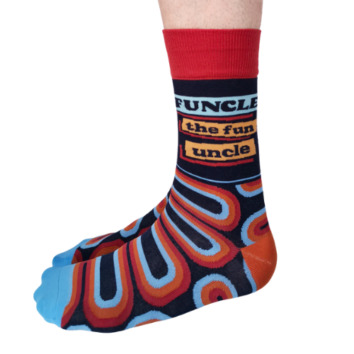 Funcle socks feature a fun and playful design for the ultimate fun uncle.
