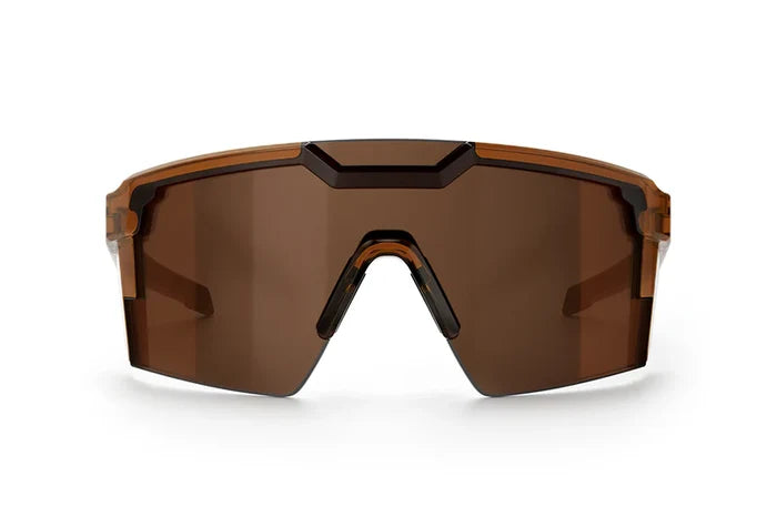 Future Tech Z87+ safety sunglasses by Heat Wave Visual in saddle with polarized lenses, front view