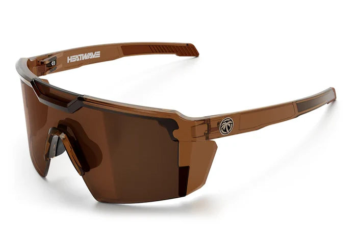 Future Tech Z87+ safety sunglasses by Heat Wave Visual in saddle, angled view of the frame