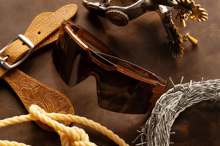 Future Tech Z87+ polarized safety eyewear by Heat Wave Visual in saddle, further product view