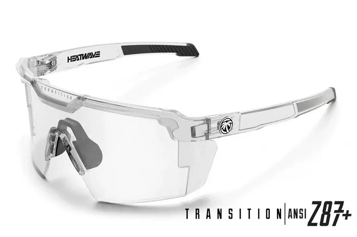Animation of Heat Wave Visual Future Tech Z87+ sunglasses transition lens darkening