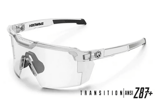 Animation of Heat Wave Visual Future Tech Z87+ sunglasses transition lens darkening
