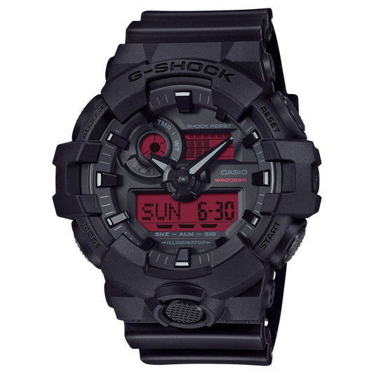 G-Shock GA700 series watch in black and red