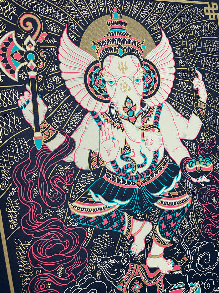 'Ganesha' Hand Embellished Screen-print - 3 Variants