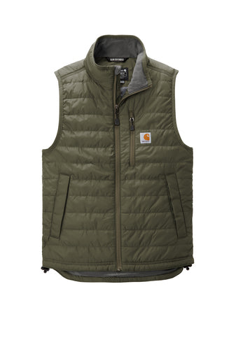 Carhartt Gilliam water resistant insulated work vest in moss, flat front product view