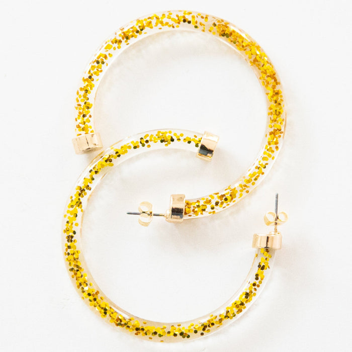 Gold Glitter Hoop Earrings