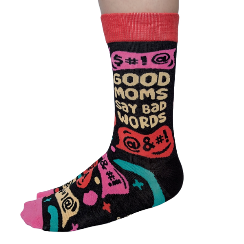 Good Moms socks for her – funny women’s socks with bold text design