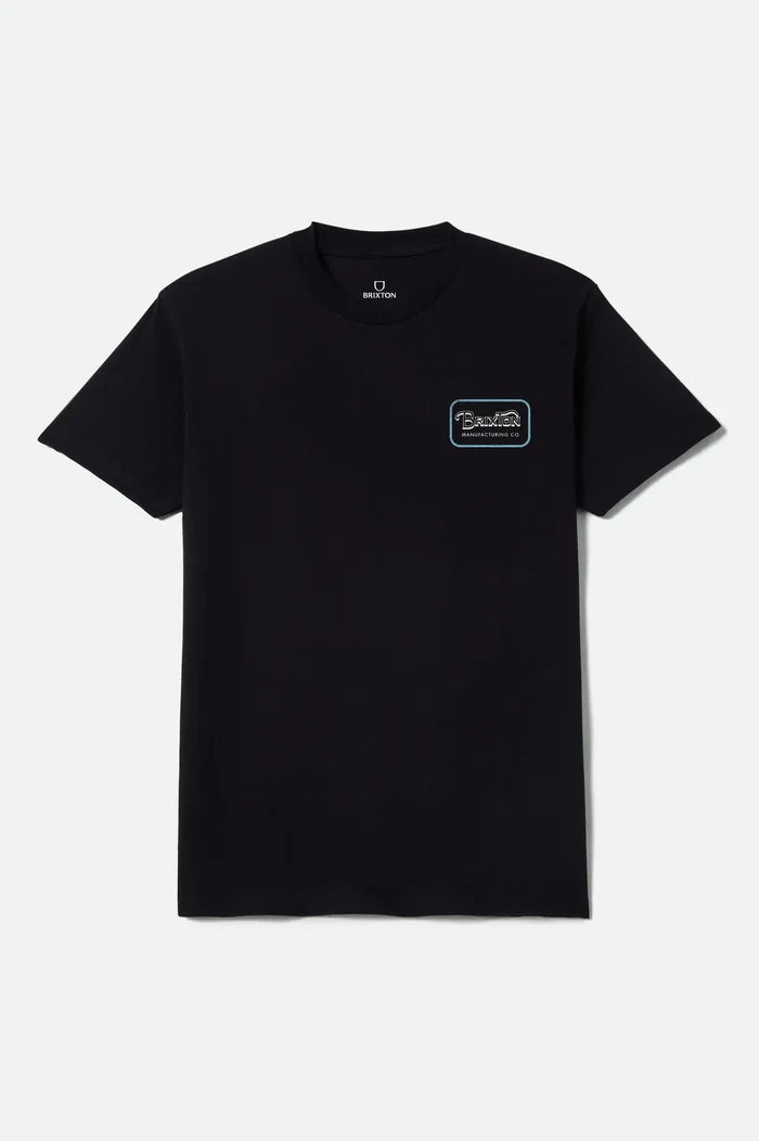 Brixton Grade short-sleeve graphic t-shirt in black, white and retro blue, alternate product view