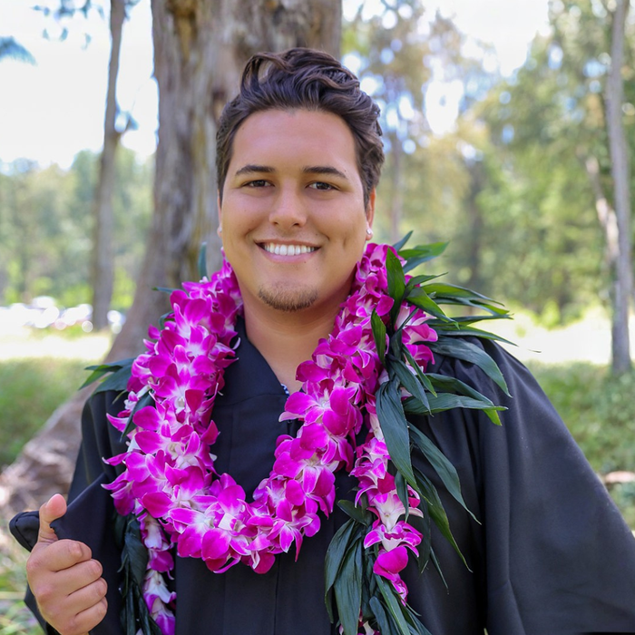 GRADUATION LEI 2 PACK - MAILE STYLE TI LEAF LEI WITH ORCHID WRAP & DOUBLE PURPLE ORCHID LEI
