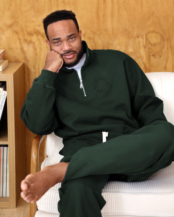 Province of Canada - Half Zip Fleece Sweatshirt Forest Unisex - Made in Canada