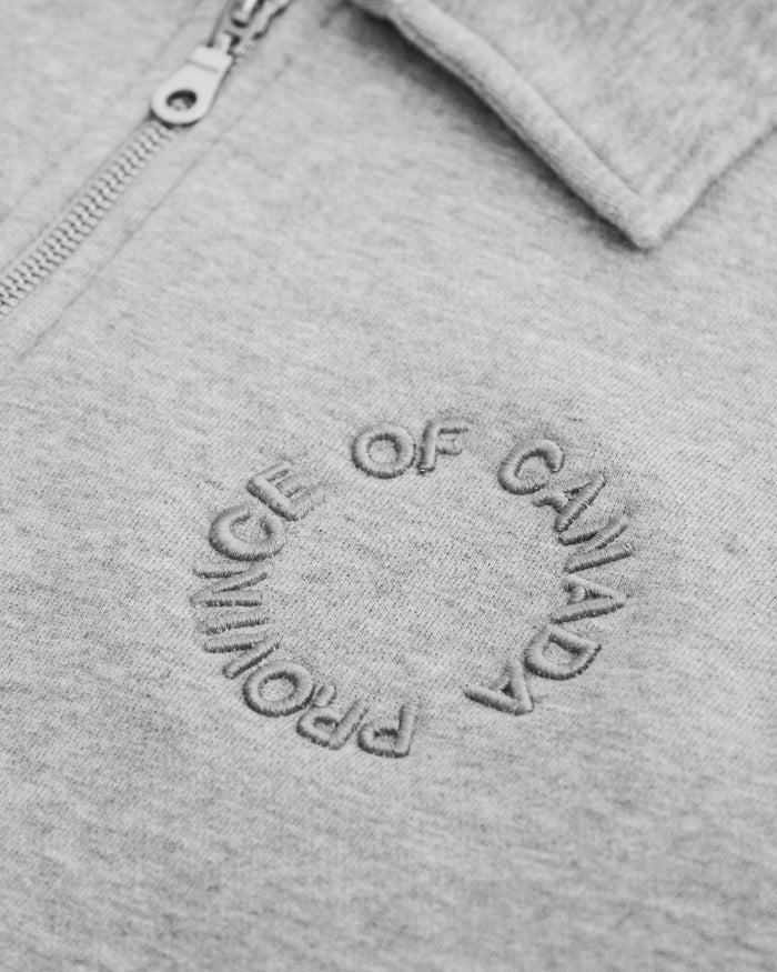 Province of Canada - Half Zip Fleece Sweatshirt Heather Grey Unisex - Made in Canada
