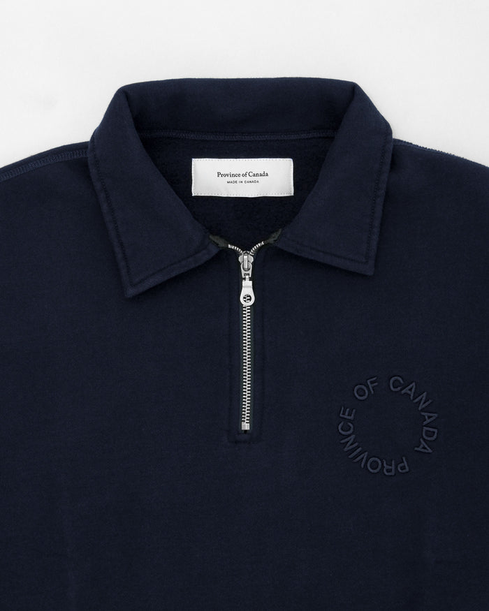 Made in Canada Half Zip Fleece Sweatshirt Navy - Unisex - Province of Canada