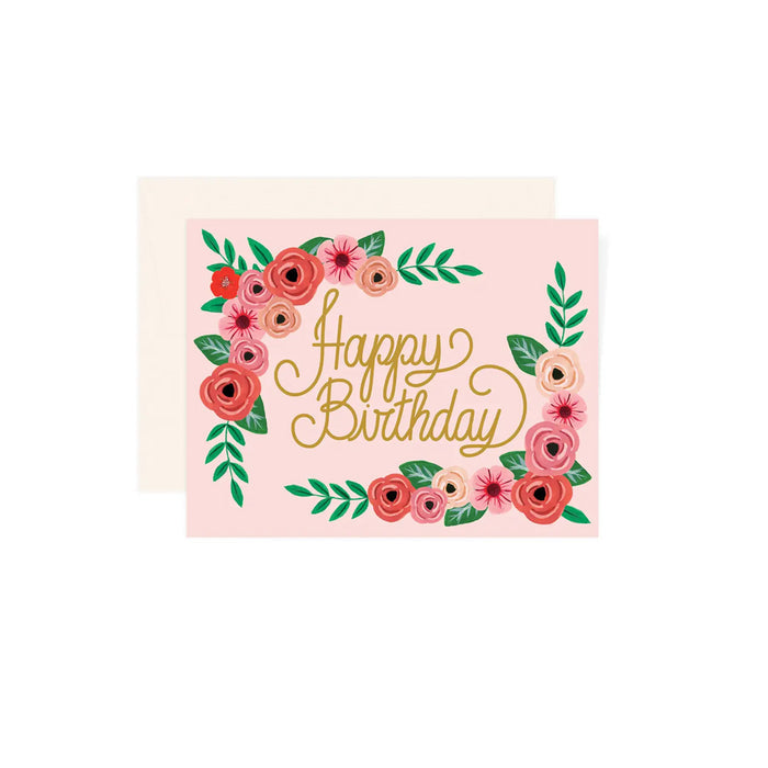 Happy Birthday Floral Rose Greeting Card - Made in Canada - Province of Canada