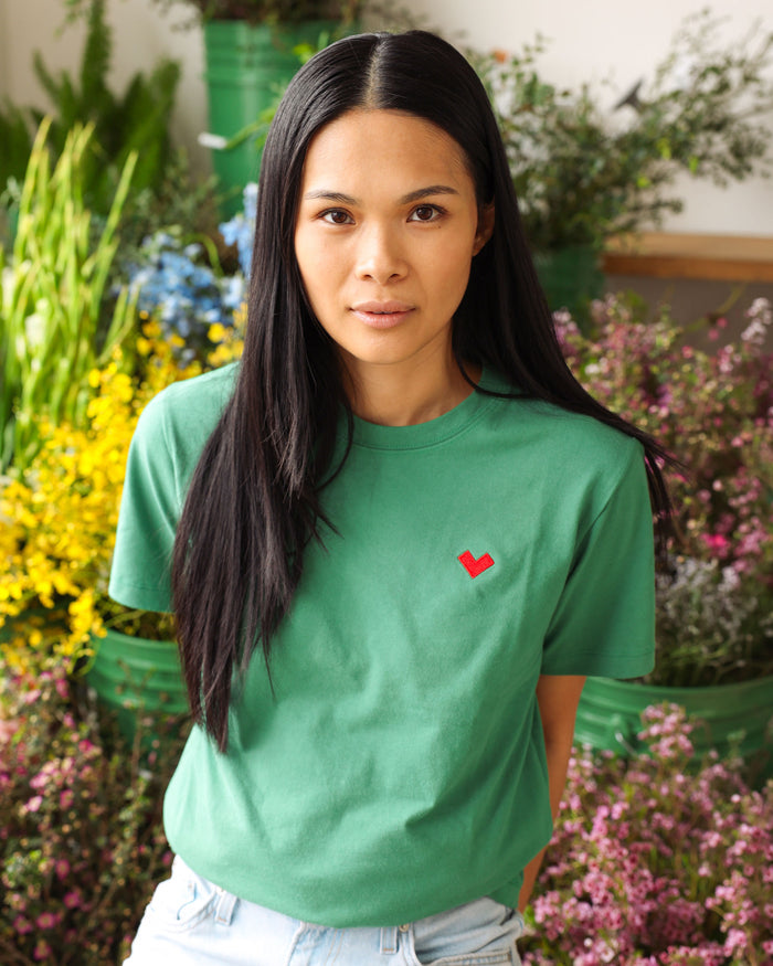 Made in Canada Organic Cotton Heart Tee Green - Unisex - Province of Canada