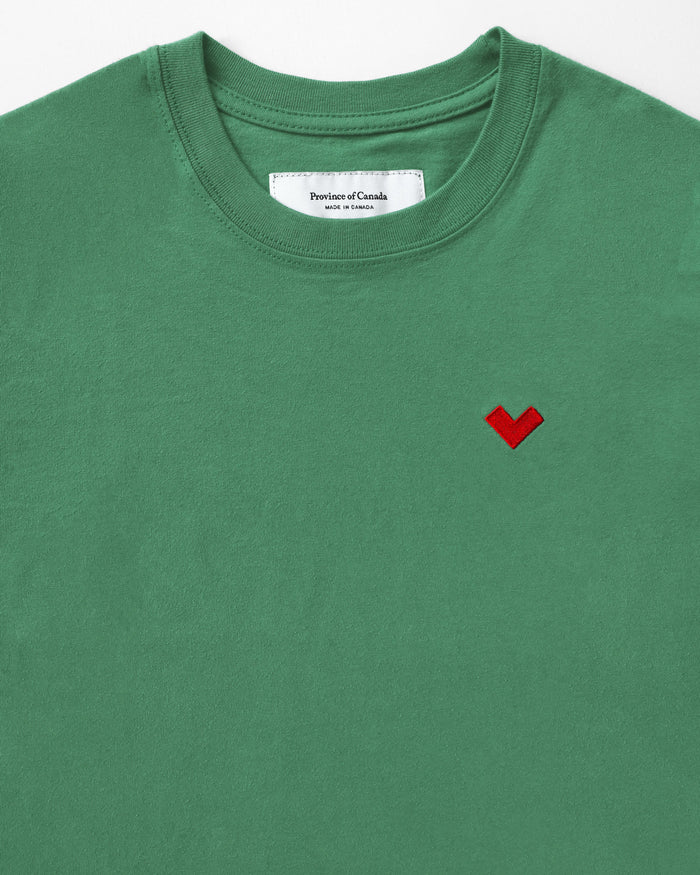 Made in Canada Organic Cotton Heart Tee Green - Unisex - Province of Canada