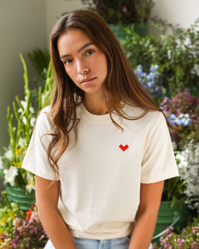 Made in Canada Organic Cotton Heart Tee Natural - Unisex - Province of Canada