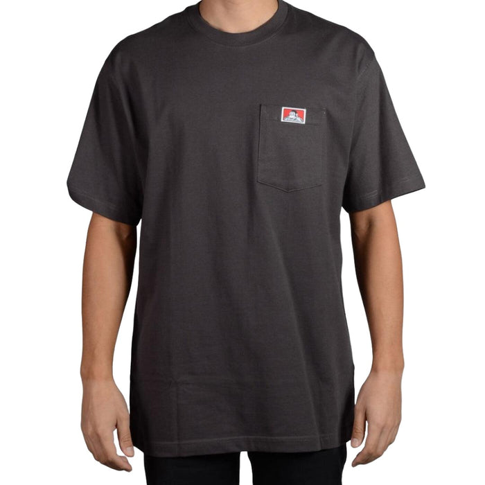 Ben Davis heavy duty short sleeve pocket t-shirt in charcoal, heavyweight cotton, big and tall