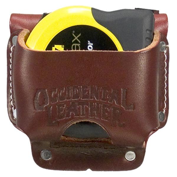 Occidental Leather high mount tape measure holder in tan leather