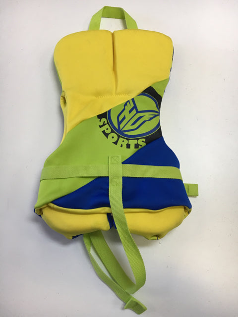 HO Type II Green/Blue/Yellow Infant Size Specific Used Life Vest