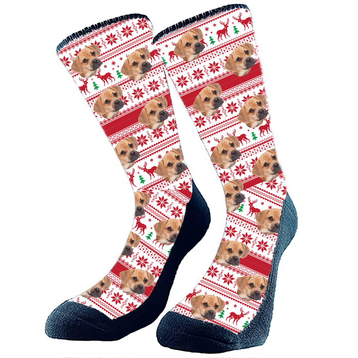 Christmas Ugly Sweater Socks Custom Made by The Sock Bar, create your own with faces, images or logos.