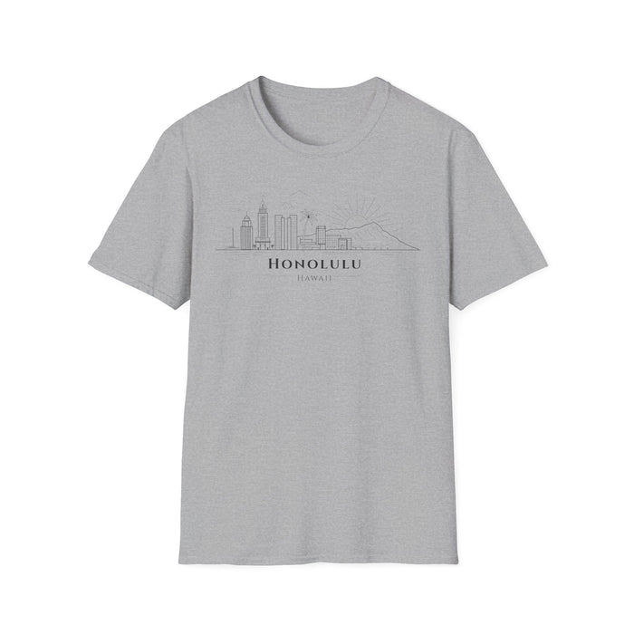 Honolulu Skyline T-Shirt (black lineart & text)