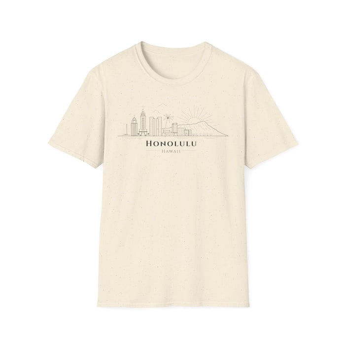Honolulu Skyline T-Shirt (black lineart & text)