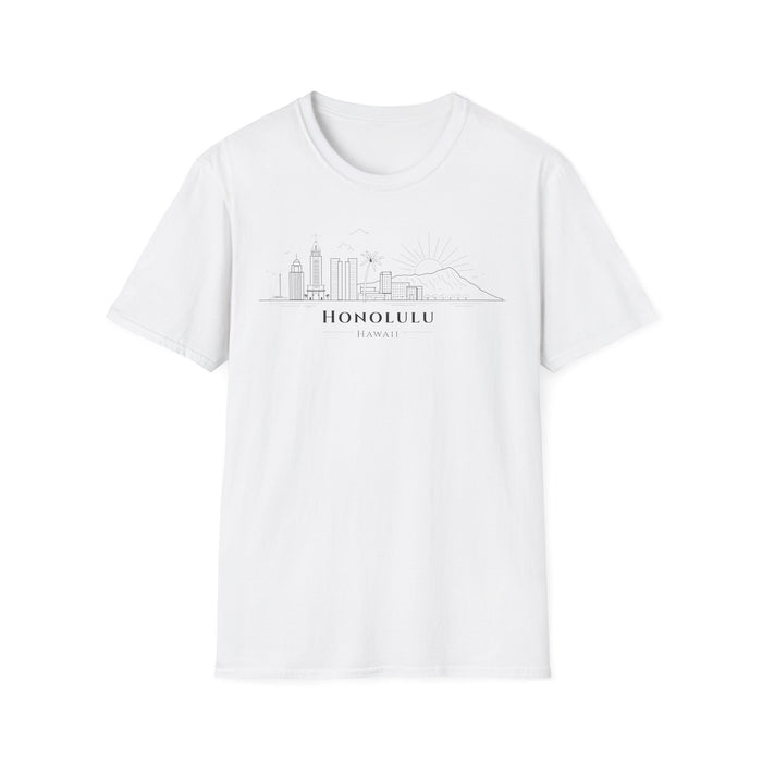 Honolulu Skyline T-Shirt (black lineart & text)