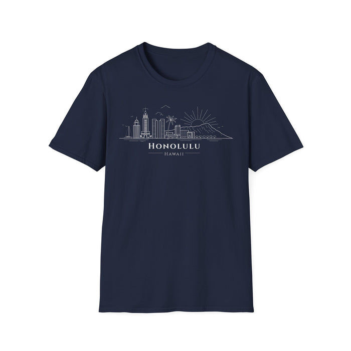 Honolulu Skyline T-Shirt (white lineart & text)