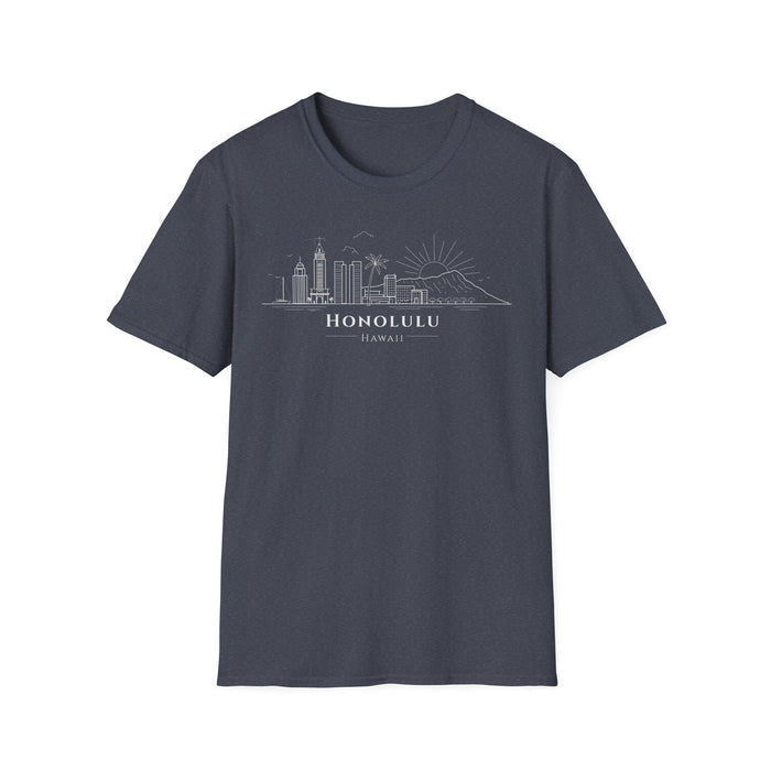 Honolulu Skyline T-Shirt (white lineart & text)