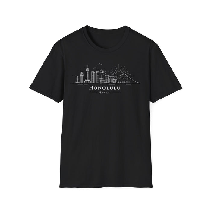 Honolulu Skyline T-Shirt (white lineart & text)