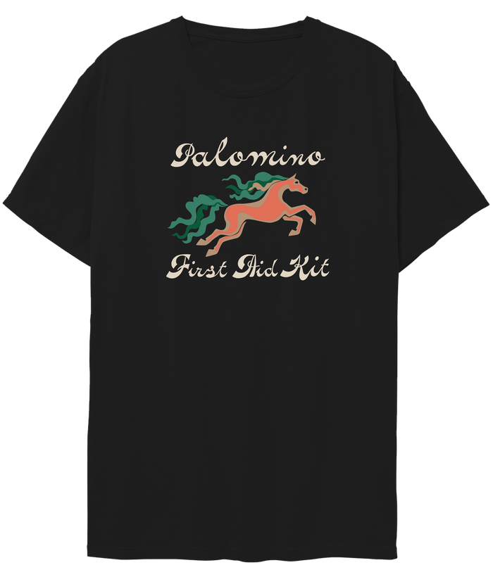 (PRE-ORDER) Horse Illustration Black T-Shirt - firstaidkit-europe