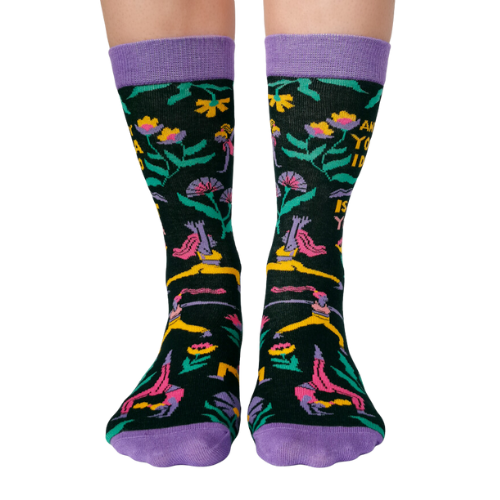 Hot Yoga socks from Uptown Sox with a non-slip design, perfect for stability and comfort during yoga sessions.