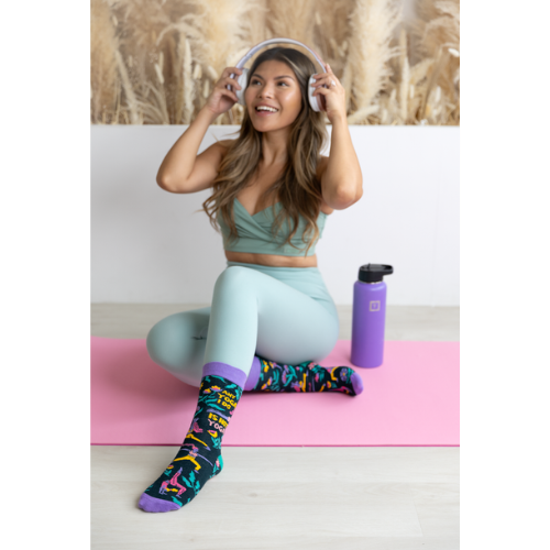 Hot Yoga socks from Uptown Sox with a non-slip design, perfect for stability and comfort during yoga sessions.