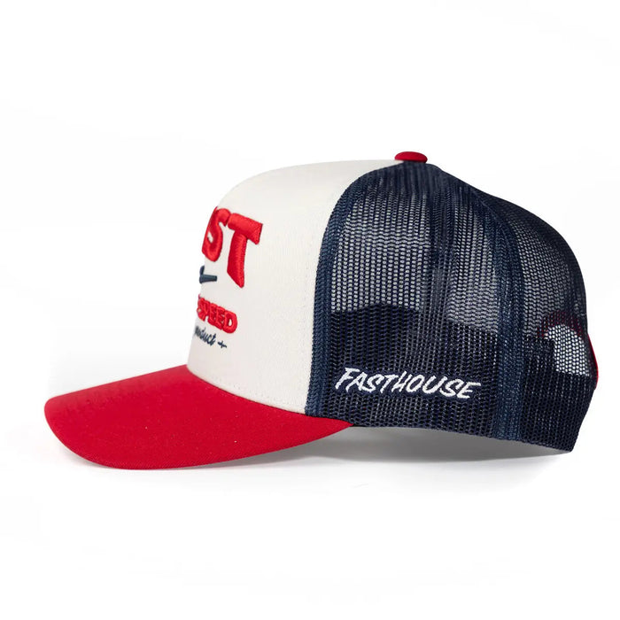 Fasthouse House of Speed hat in off white and red, alternate product view
