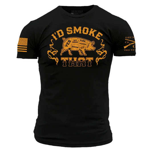 Grunt Style I'd Smoke That graphic tee in black, front view