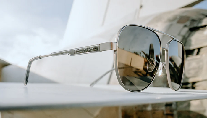 Heat Wave Incline sunglasses in gun metal with black polarized lens, additional product view