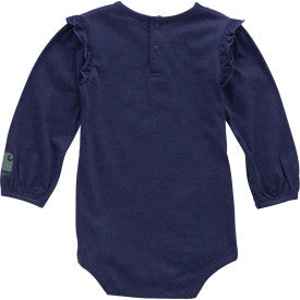 Carhartt infant girls floral script bodysuit in navy blue heather, additional product image