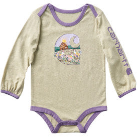 Carhartt infant long-sleeve farm graphic bodysuit in elm