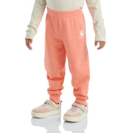 Carhartt infant and toddler girls fleece logo sweatpant in shell pink heather